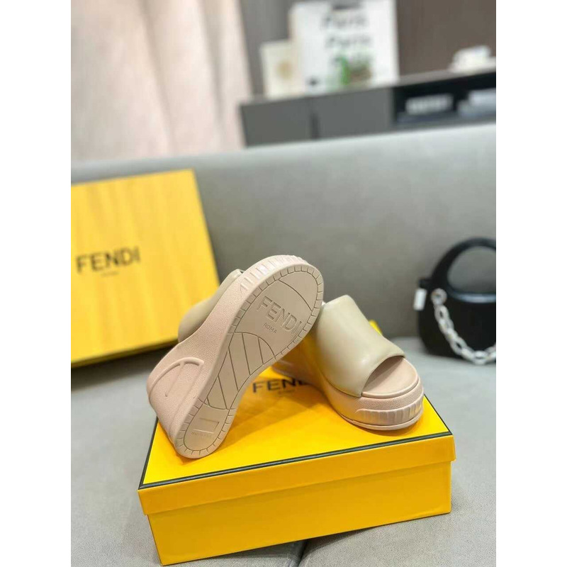 F**di fashion show nappa leather sandals beige