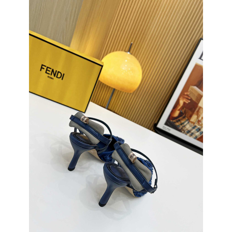 F**di colibrì lite high heel red ff chenille slingback blue