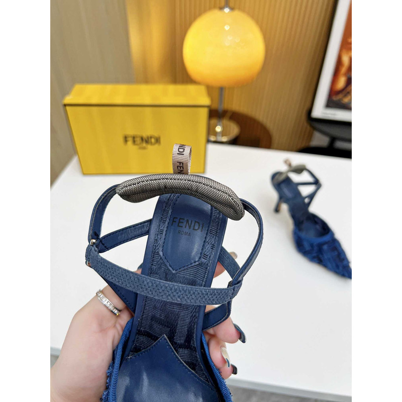 F**di colibrì lite high heel red ff chenille slingback blue