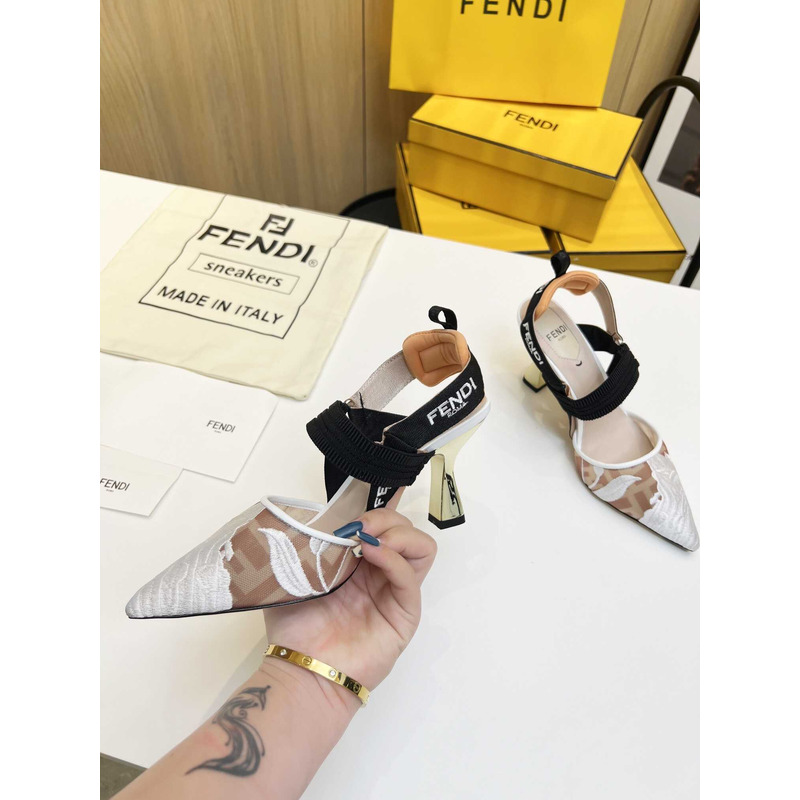 F**di new colibrì pink mesh high-heeled slingbacks