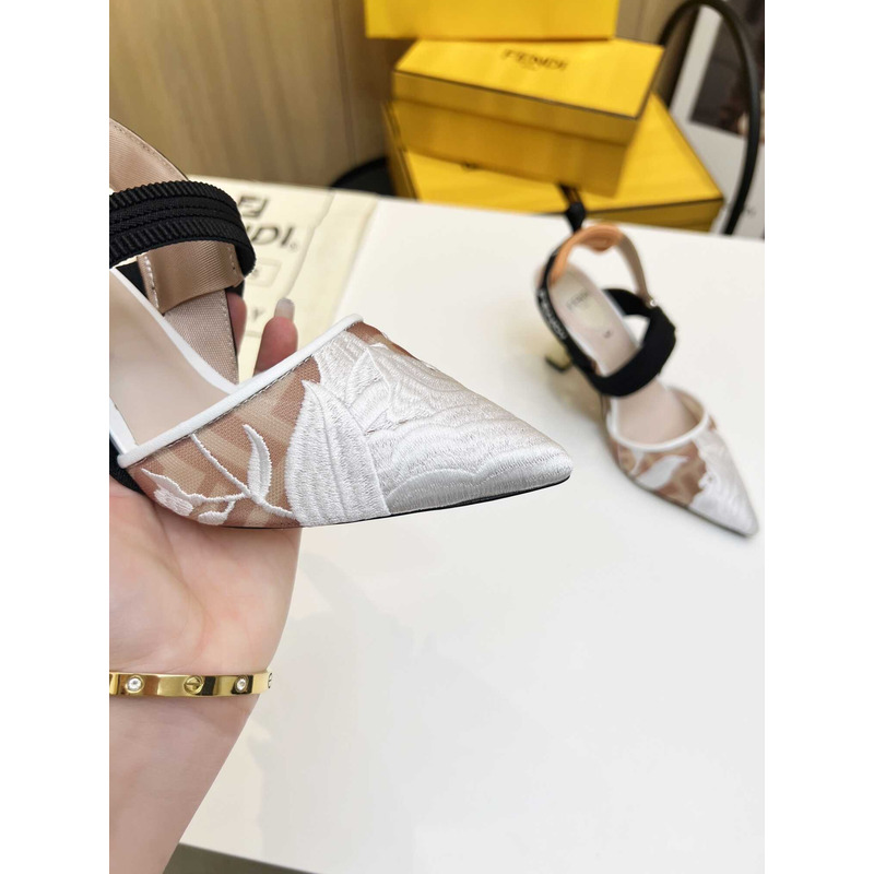 F**di new colibrì pink mesh high-heeled slingbacks