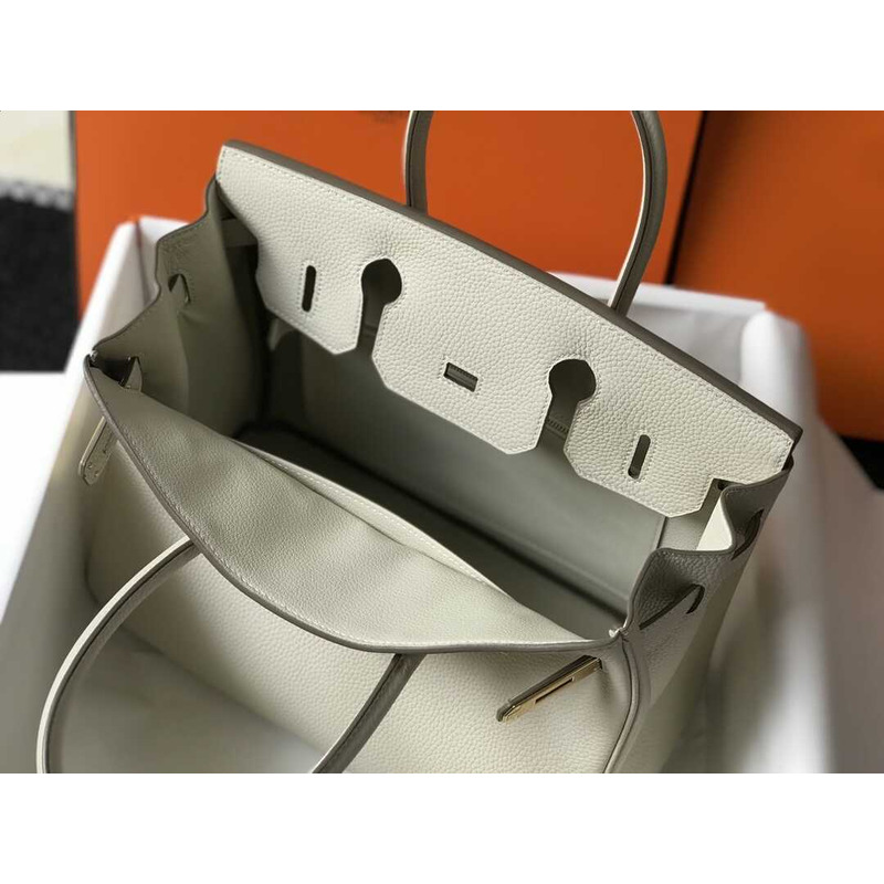 H**mes  birkin togo 35 gris tourterelle white