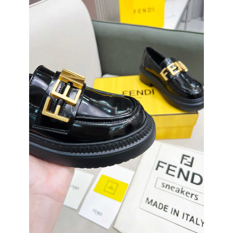 F**di leather logo loafer & moccasin shoes black