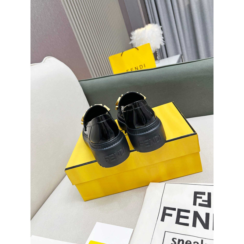 F**di leather logo loafer & moccasin shoes black