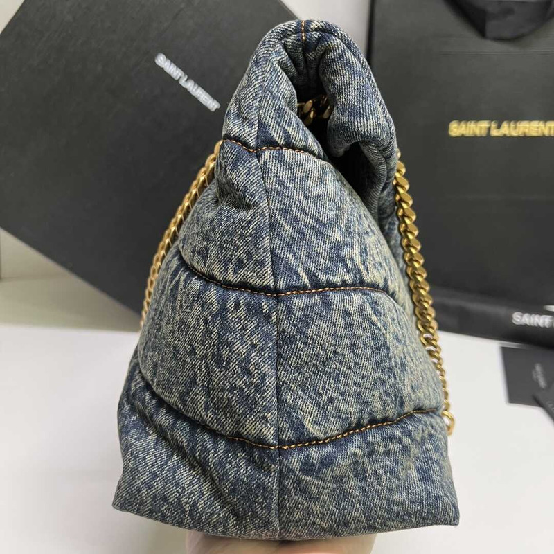 Saint Laurent Loulou Puffer Shoulder Bag Denim Large
