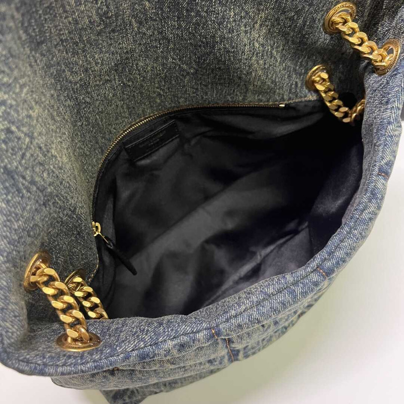 Saint Laurent Loulou Puffer Shoulder Bag Denim Large