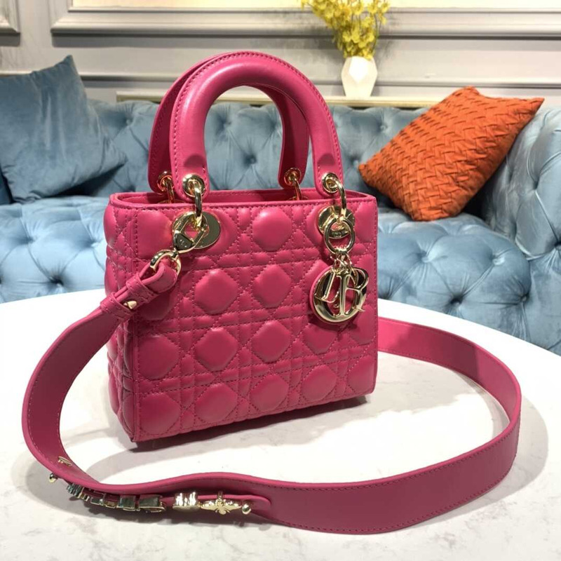 ch**an D*or lady D*or cannage 2way shooulder handbag pink