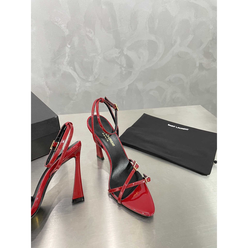 Saint Laurent Cassie Sandals In Crepe Satin Red