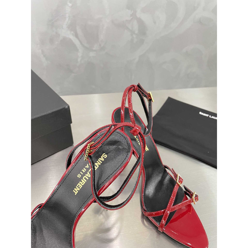 Saint Laurent Cassie Sandals In Crepe Satin Red