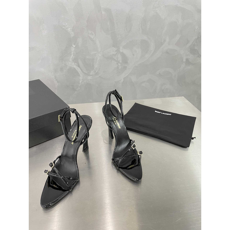 Saint Laurent Cassie Sandals In Crepe Satin Black