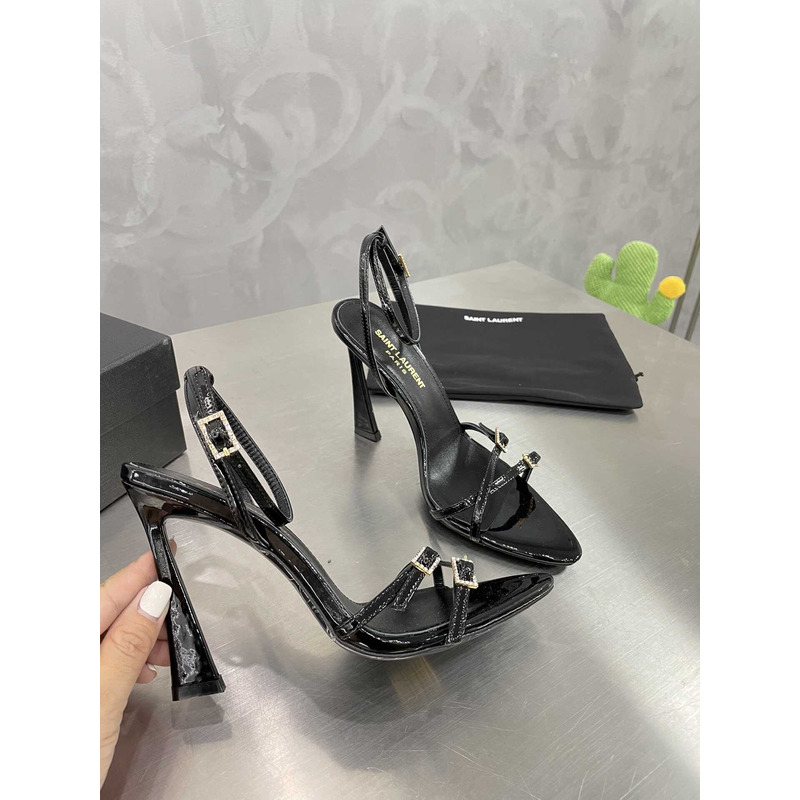 Saint Laurent Cassie Sandals In Crepe Satin Black