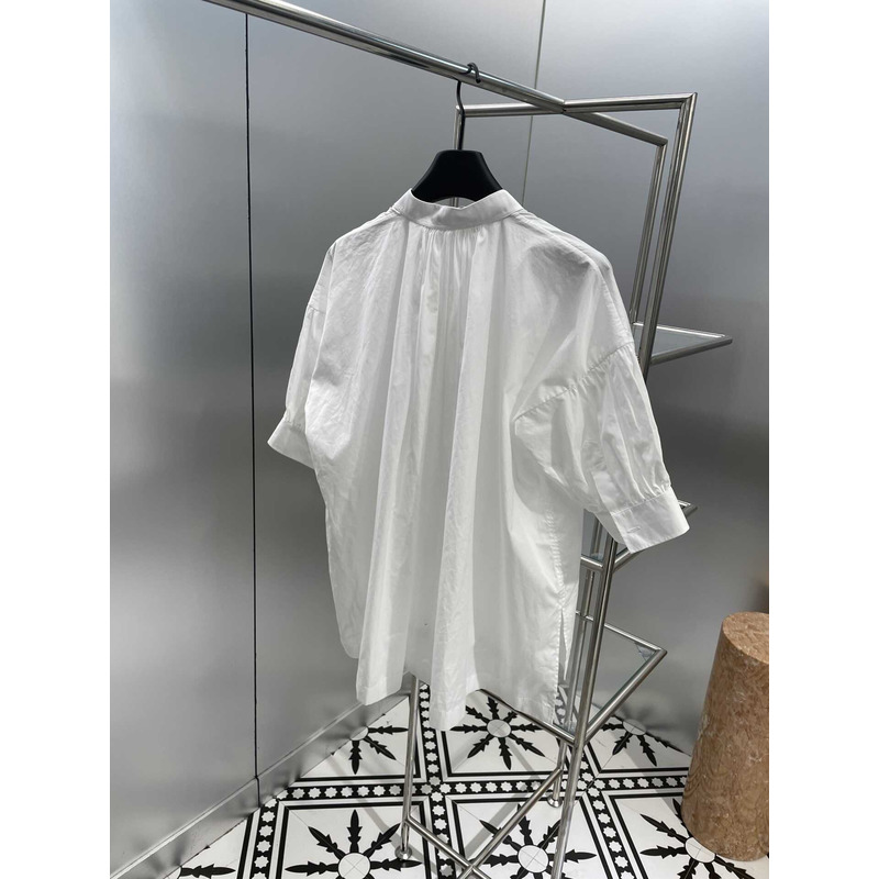 D*or three-quarter sleeve pleated blouse white cotton women