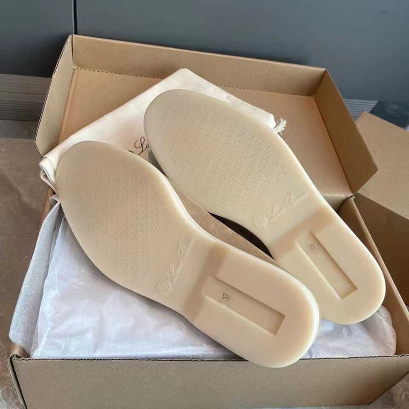 Loro Piana Summer Charms Walk Loafers Suede Beige