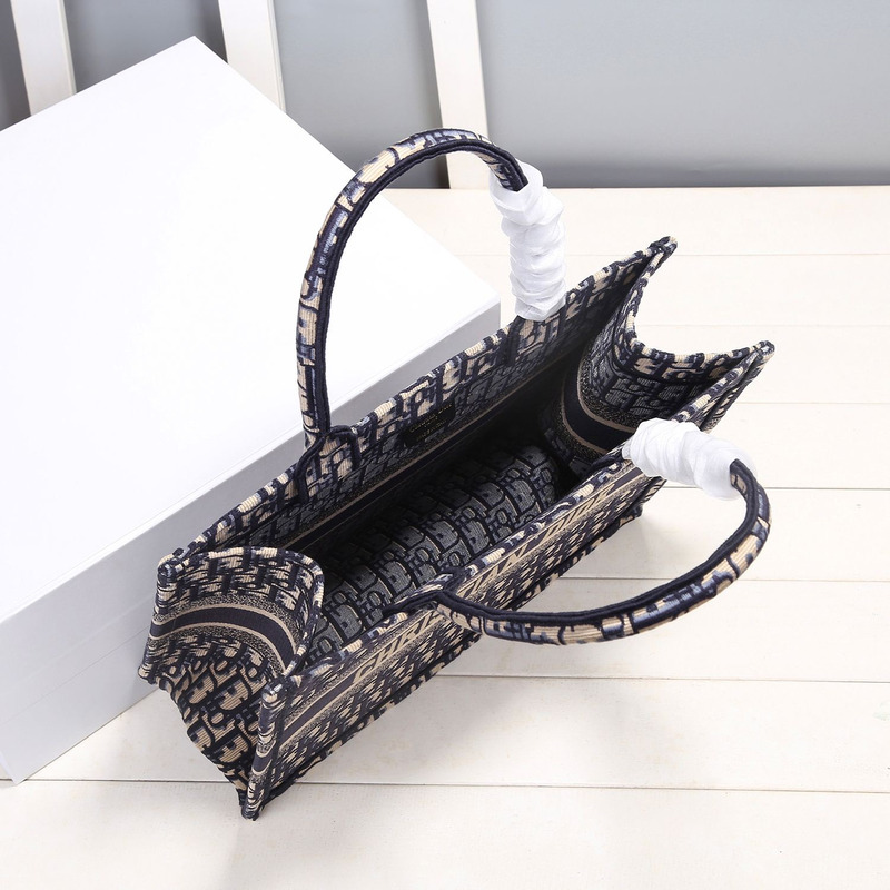 D*or medium D*or book tote blue D*or oblique embroidery