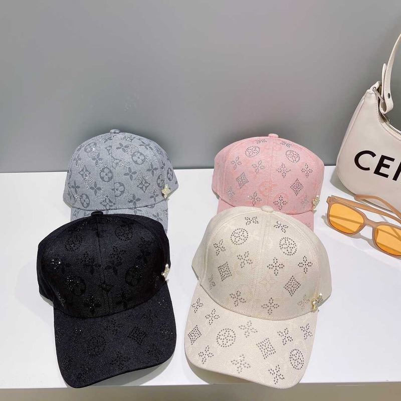 l**is V*t*n monogram jacquard denim baseball cap pink