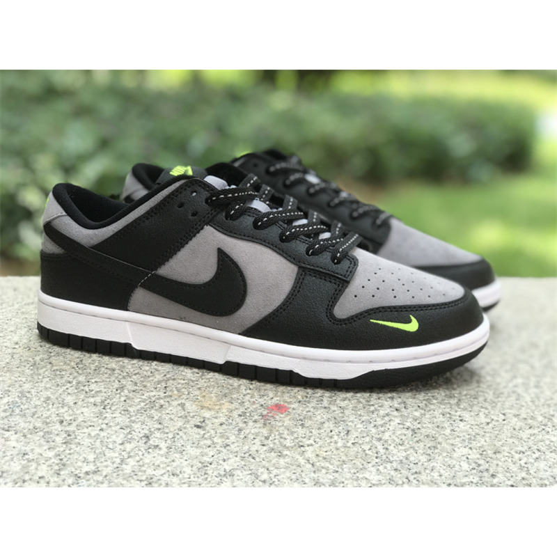 Nike Dunk Low Neon Swoosh Logo Black