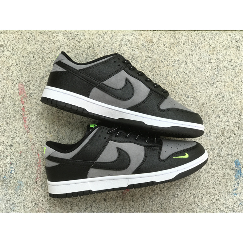 Nike Dunk Low Neon Swoosh Logo Black