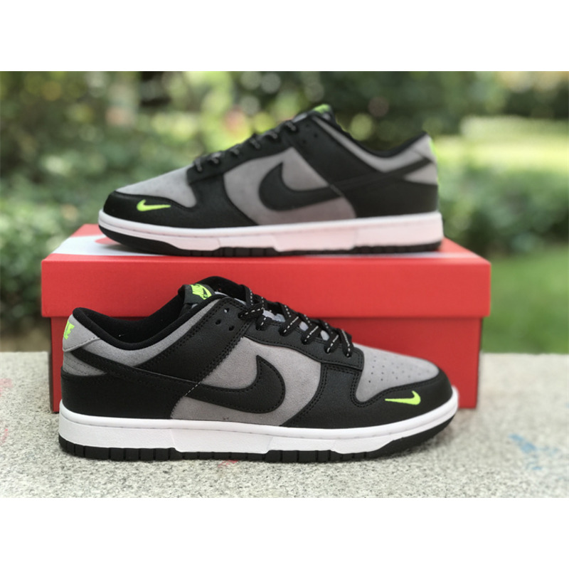 Nike Dunk Low Neon Swoosh Logo Black