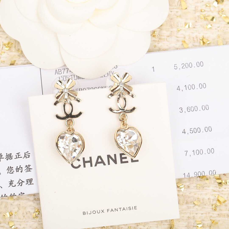Ch*el pendant cc logo earrings