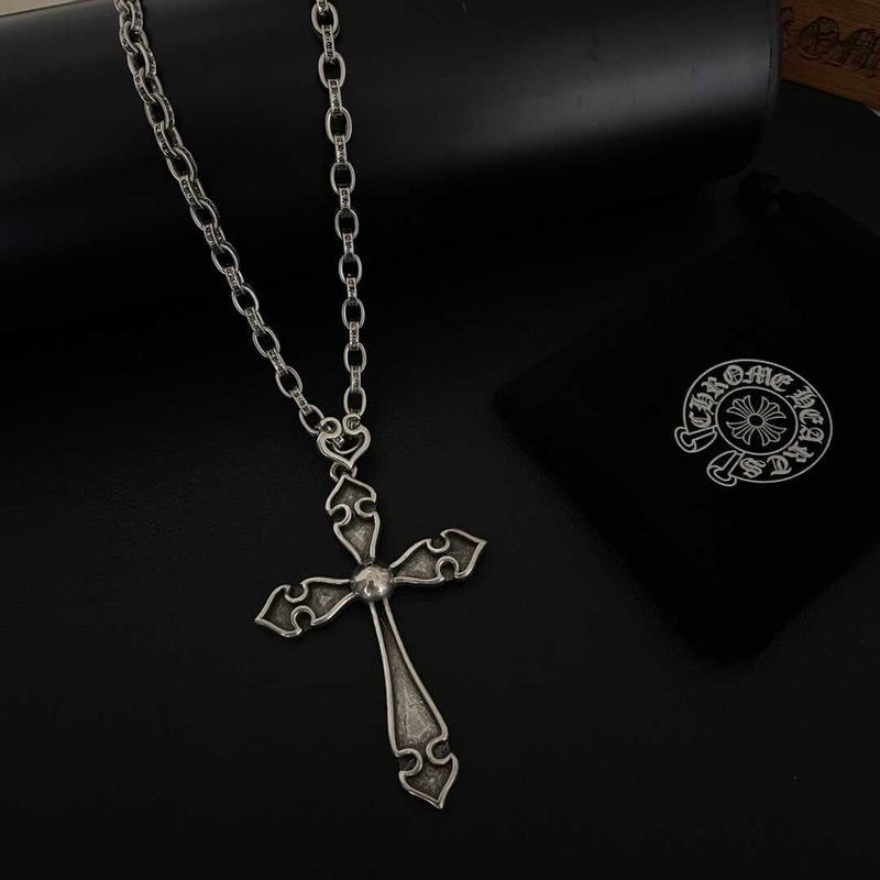 Chrome Heart Crucifix Pendant Necklace