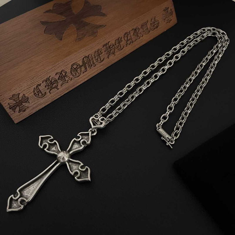 Chrome Heart Crucifix Pendant Necklace