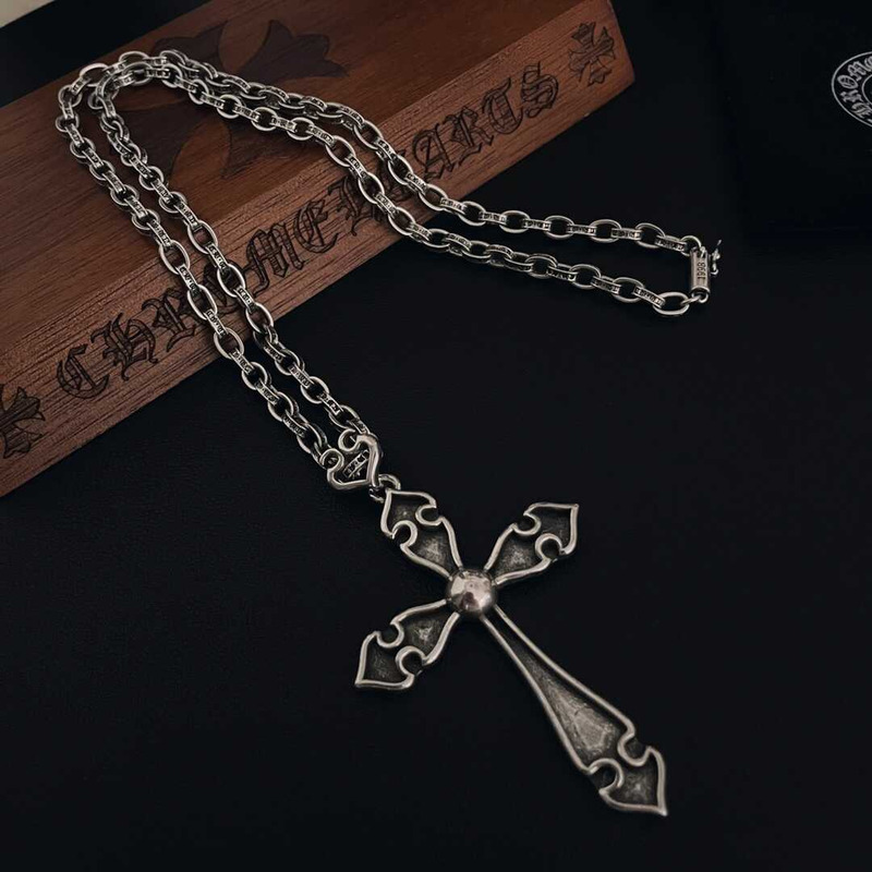 Chrome Heart Crucifix Pendant Necklace