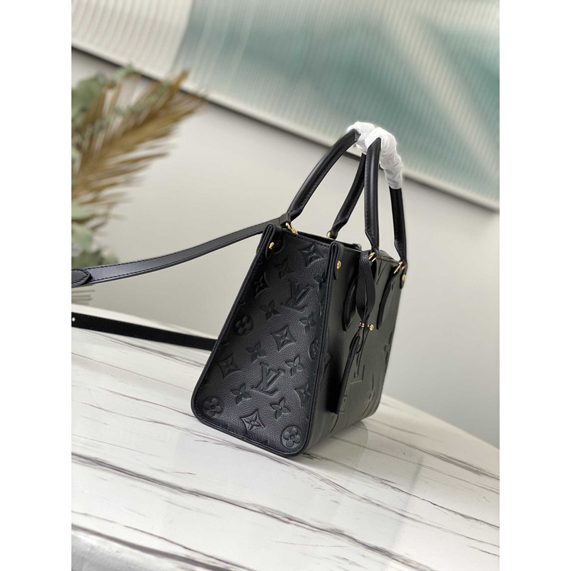 l**is V*t*n onthego pm embossed grain leather handbag black