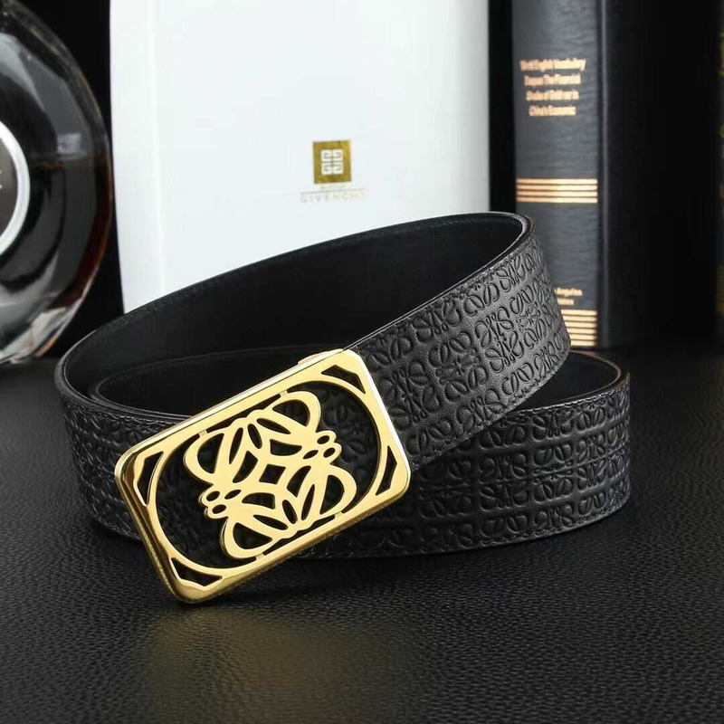 Loewe Logo Leather Belt Gold