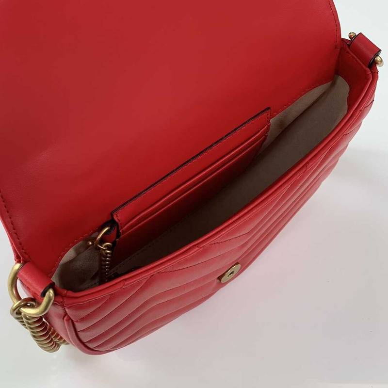 G*u*i  gg marmont quilted chain mini bag red