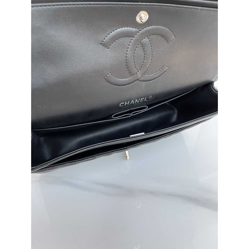 Ch*el 18 classic calfskin bag black