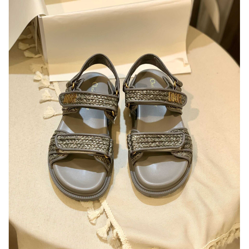 D*or straw sandals gray