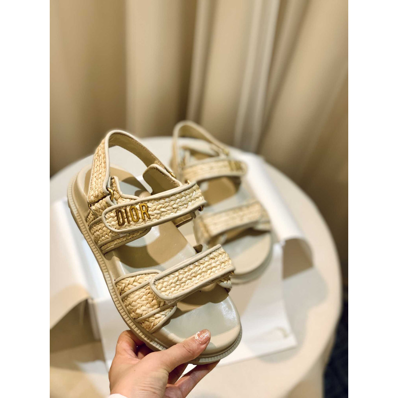 D*or straw sandals beige