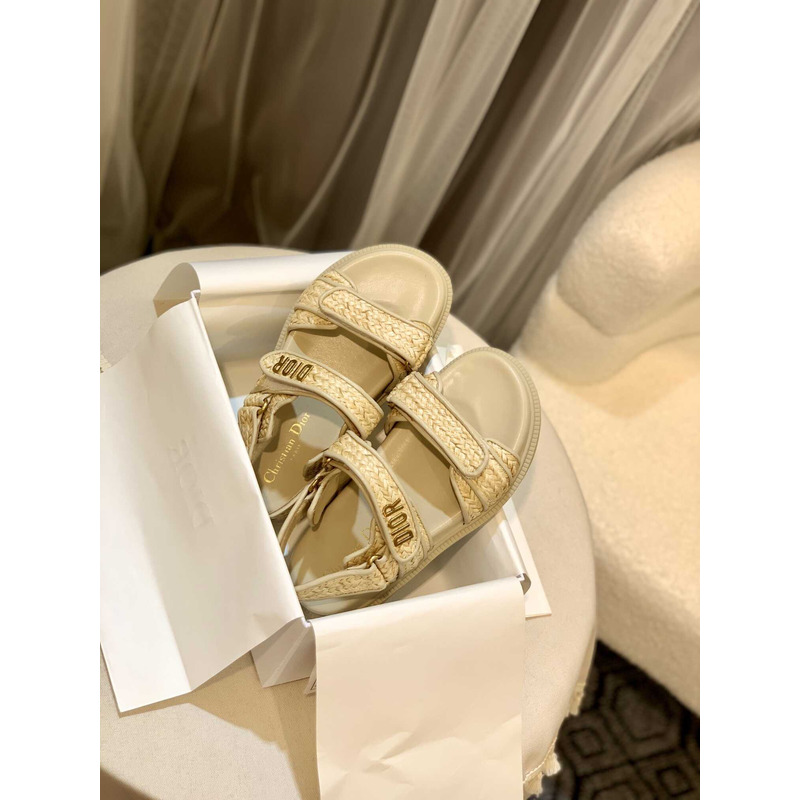 D*or straw sandals beige