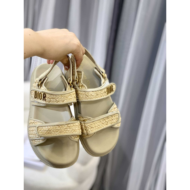 D*or straw sandals beige