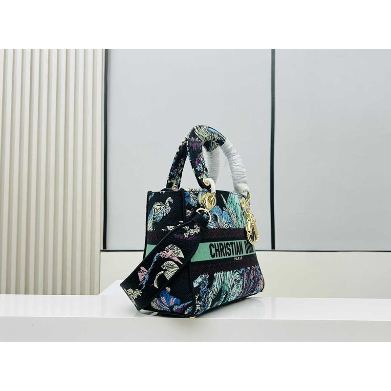 D*or medium lady d-lite bag blue multicolor toile de jouy voyage embroidery