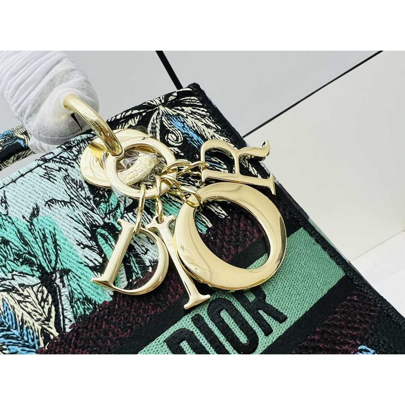 D*or medium lady d-lite bag blue multicolor toile de jouy voyage embroidery