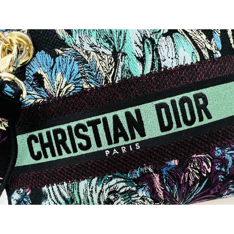 D*or medium lady d-lite bag blue multicolor toile de jouy voyage embroidery