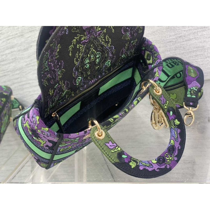 D*or medium lady d-lite bag multicolor D*or indian purple embroidery