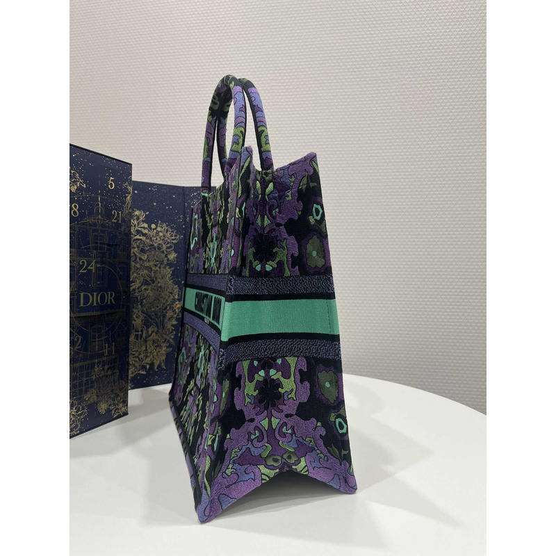 D*or large D*or book tote multicolor D*or indian purple embroidery