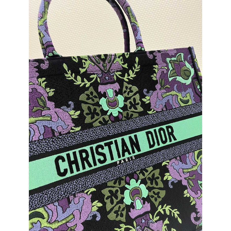 D*or large D*or book tote multicolor D*or indian purple embroidery