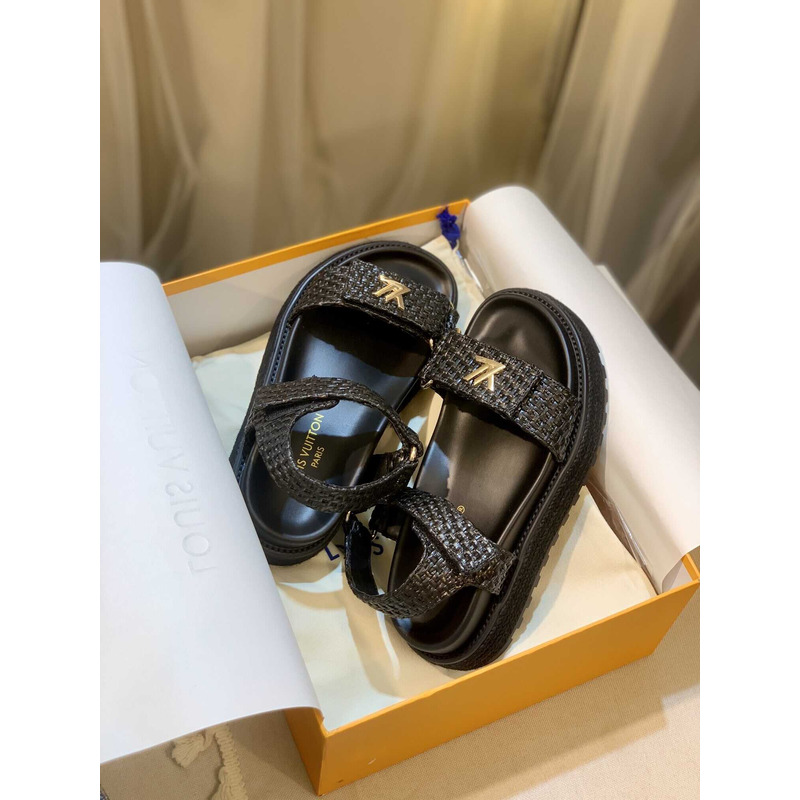 l**is V*t*n cordoba flat comfort sandal raffia black