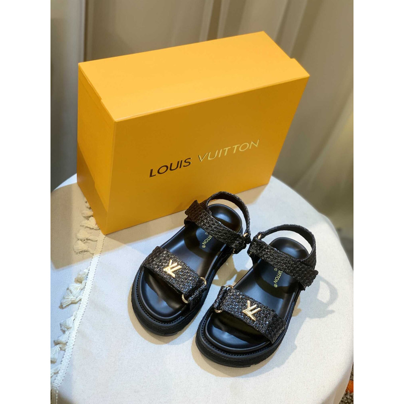 l**is V*t*n cordoba flat comfort sandal raffia black