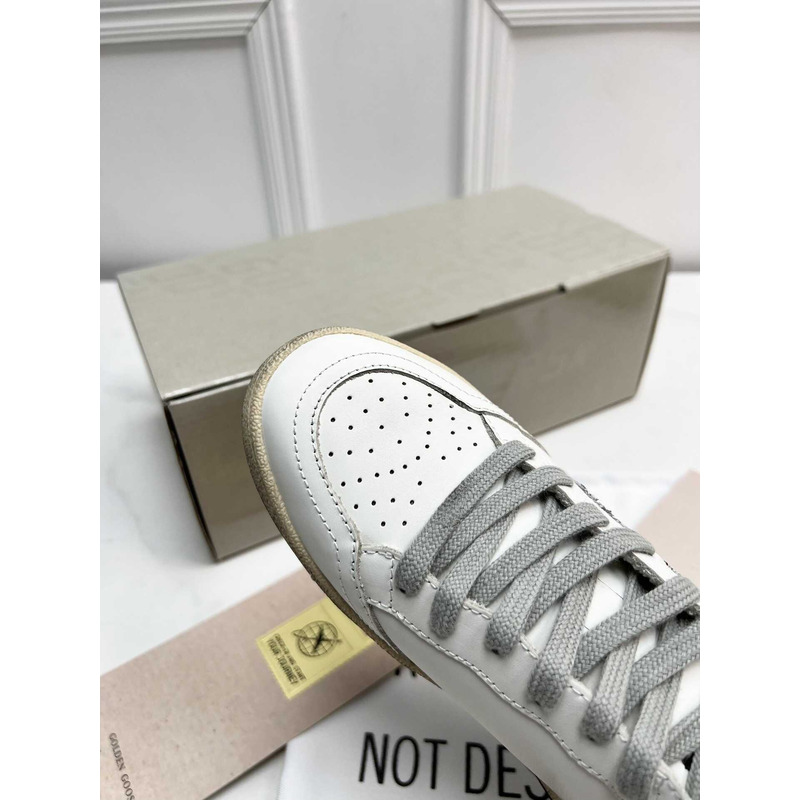 GGDB Ball Star Sneakers In White Nappa Gliter Grey