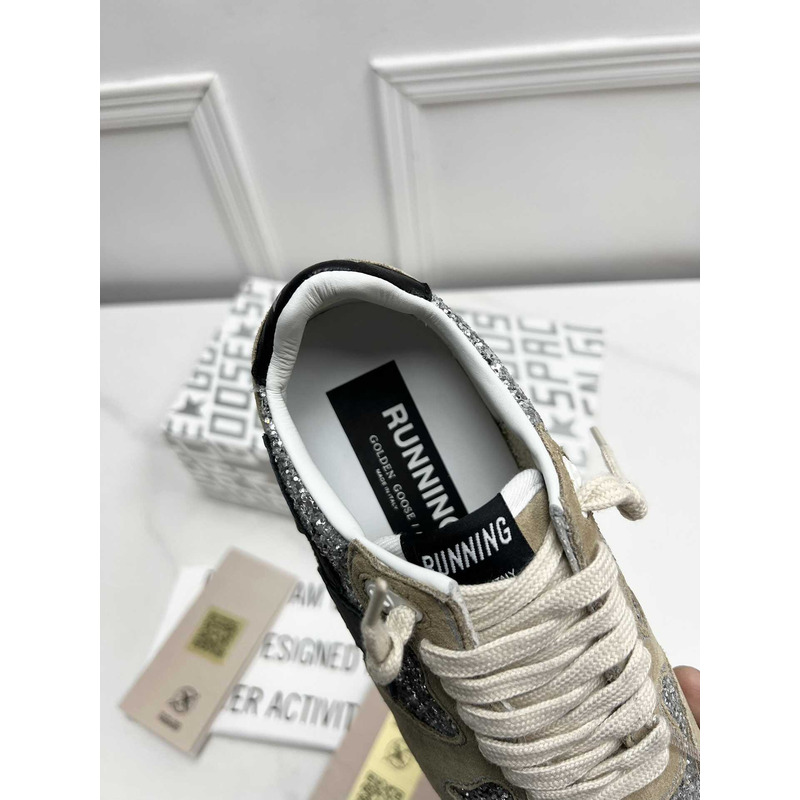 GGDB Running Sole Glitter Suede And Leather Trainers Green