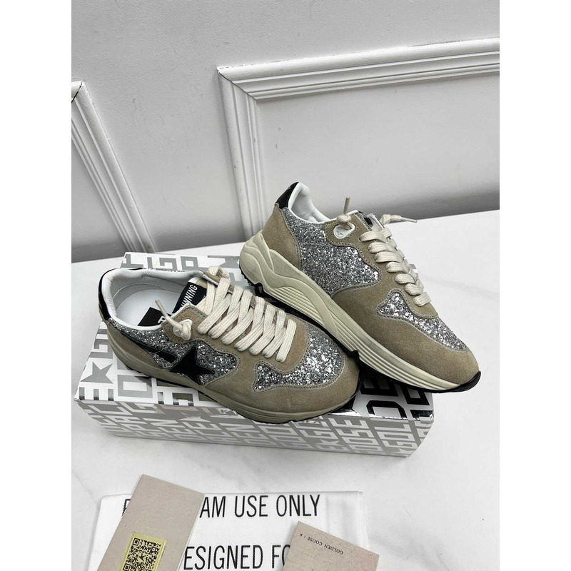 GGDB Running Sole Glitter Suede And Leather Trainers Green