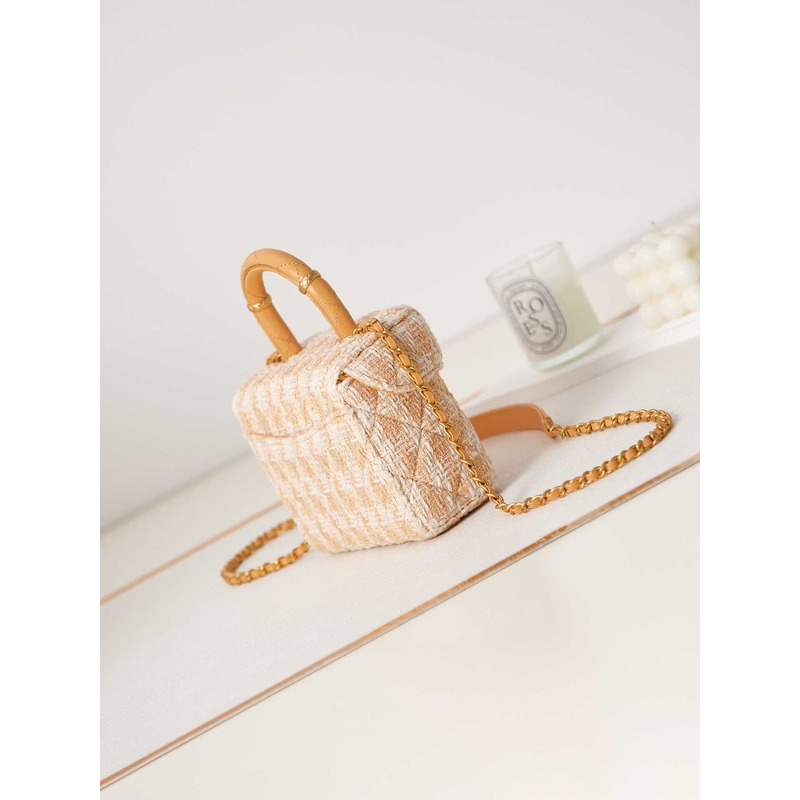 Ch*el cosmetic bag yellow oblique