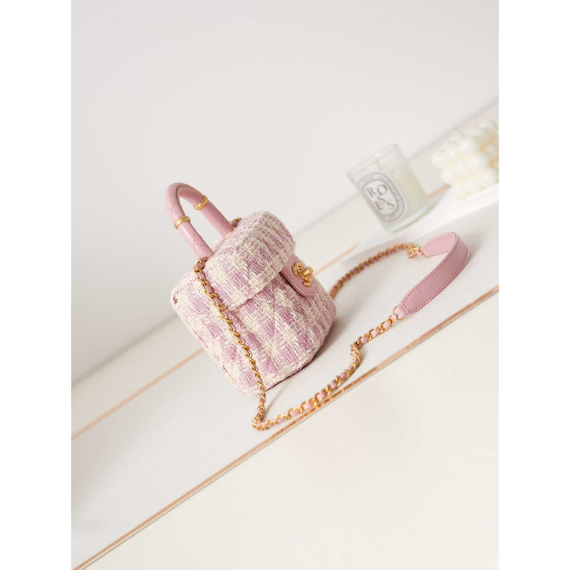 Ch*el cosmetic bag pink oblique