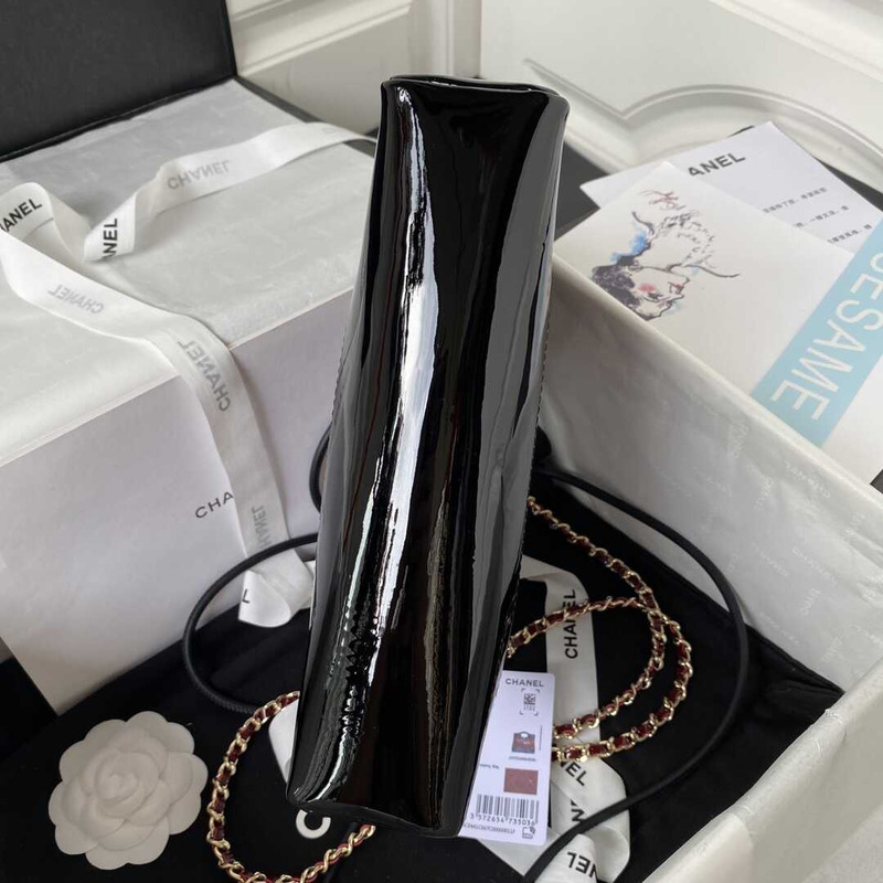 Ch*el 31 mini shopping bag patent calfskin & gold-tone metal burgundy