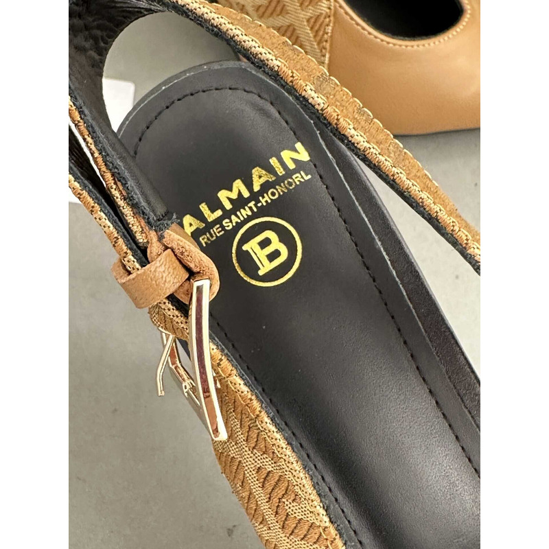 Balmain Ruby Monogram Slingback Pumps Brown