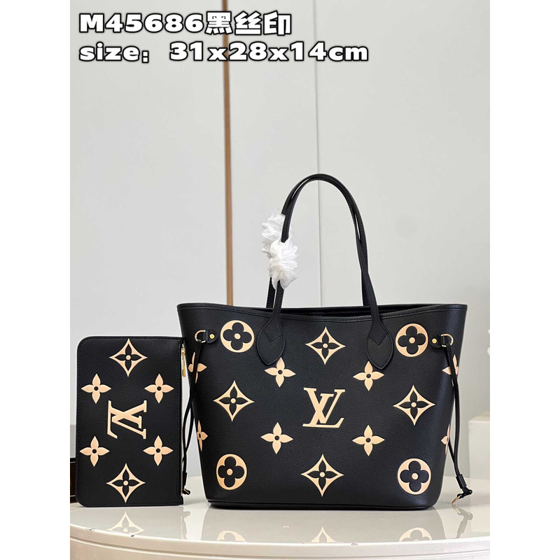 l**is V*t*n neverfull mm black beige tote bag